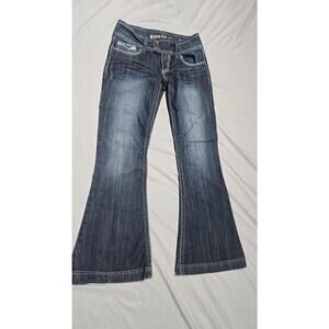 Hydraulic Jeans Womens 11/12 Dark Wash Metro Super Flare Stretch Embroidered